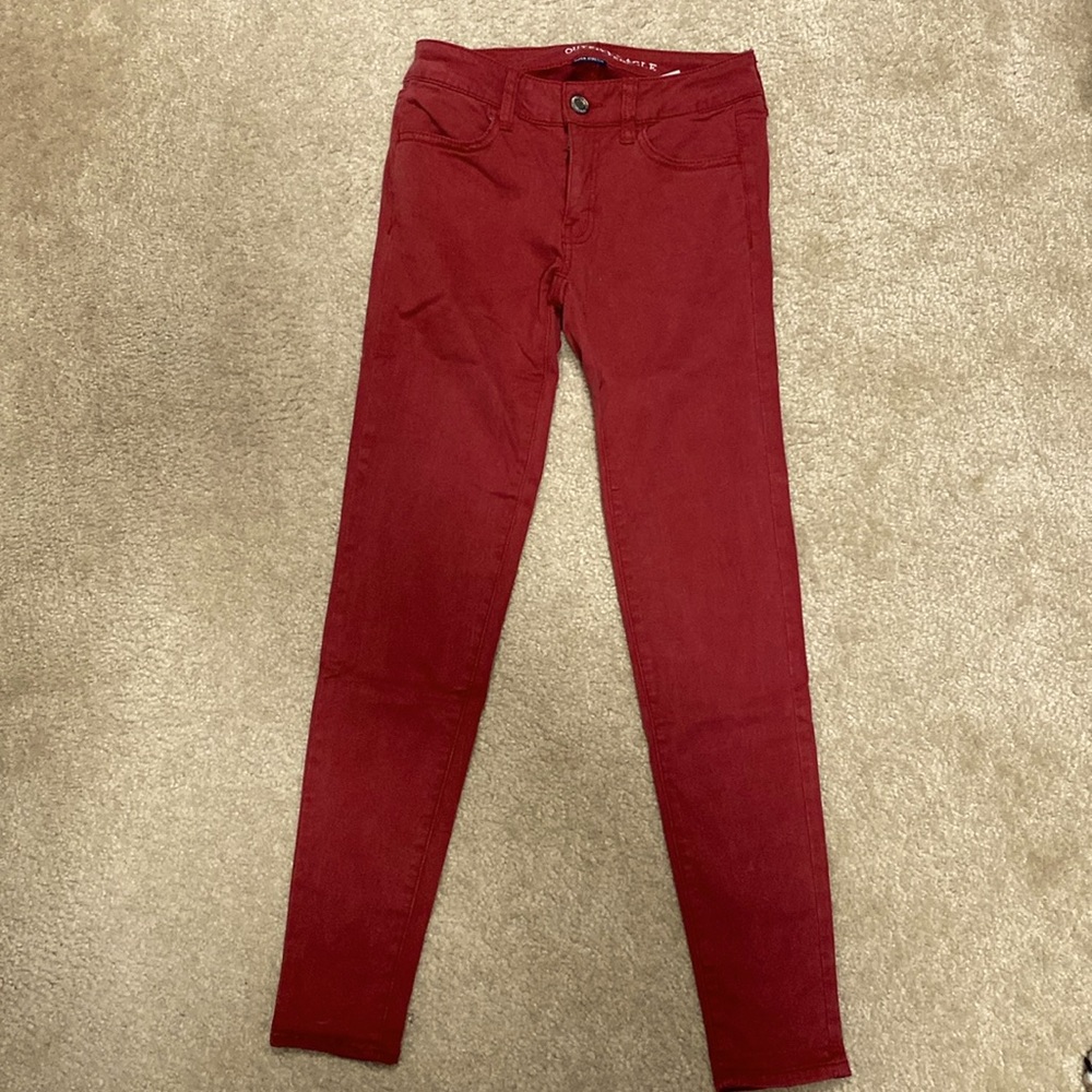 American eagle AEO sateen extreme leggings jeggings red/maroon jeans